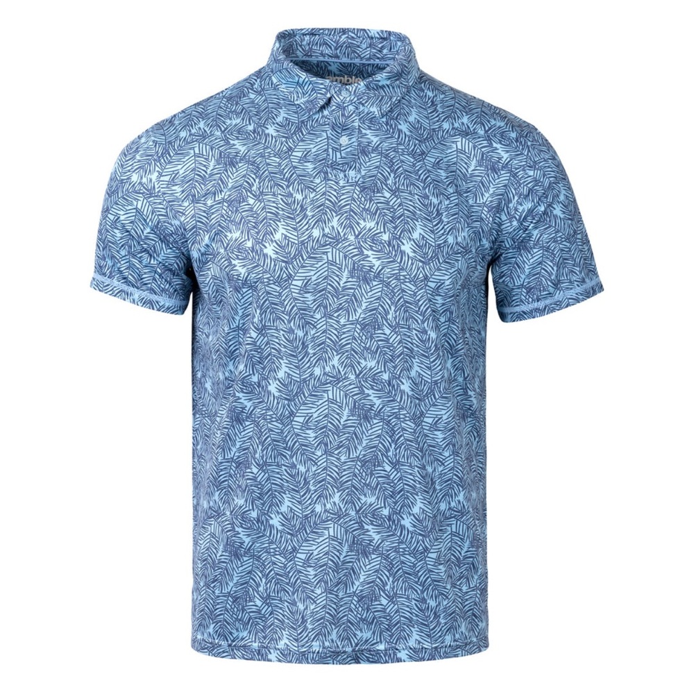 AMBLE VIEWPOINT PRINT POLO PINES- DARK BLUE SIZE LARGE MENS GOLF POLO